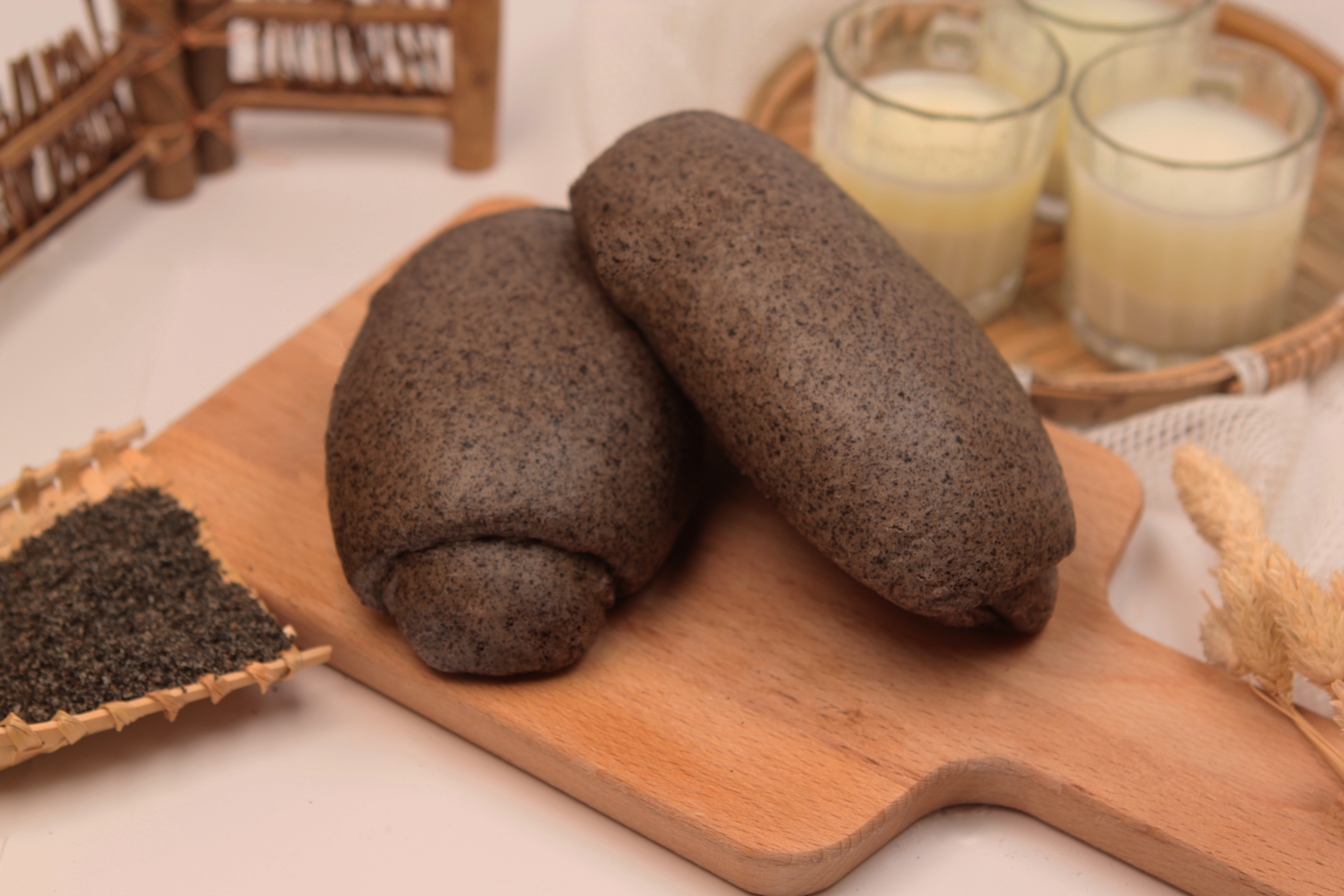 黑芝麻牛奶可頌饅頭 5入 (蛋奶素)