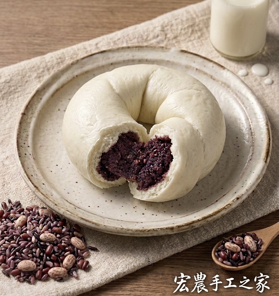 鮮奶紫米花豆爆料貝果3入